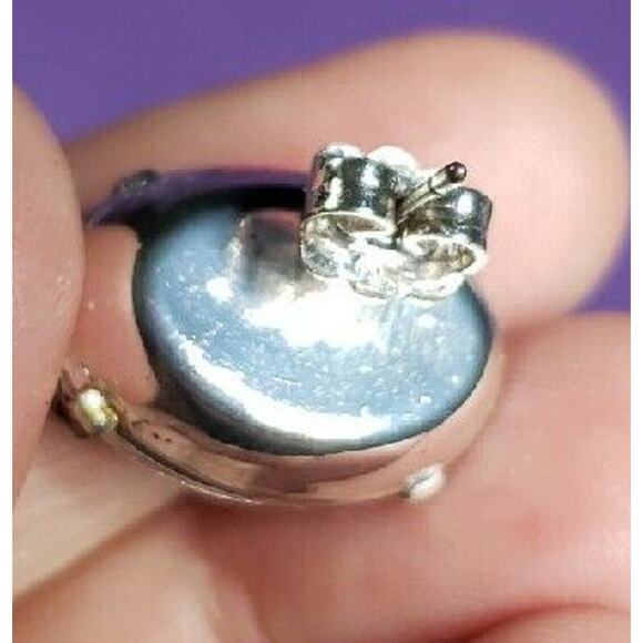 SAQ Signed 3 Pairs of Large Stud Earrings Pink Glass Blue & Yellow Acrylic w/box - Picture 7 of 11